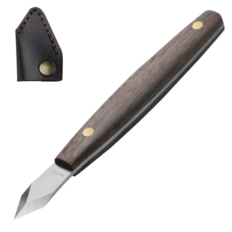 Leatherwork Knife Sheath - سكين نحت مصنوع يدويًا، خشب منحوت